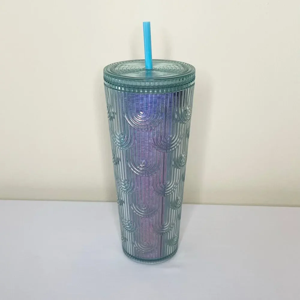 Starbucks Spring Iridescent Mermaid Scales Grid Tumbler 24oz Venti 2022